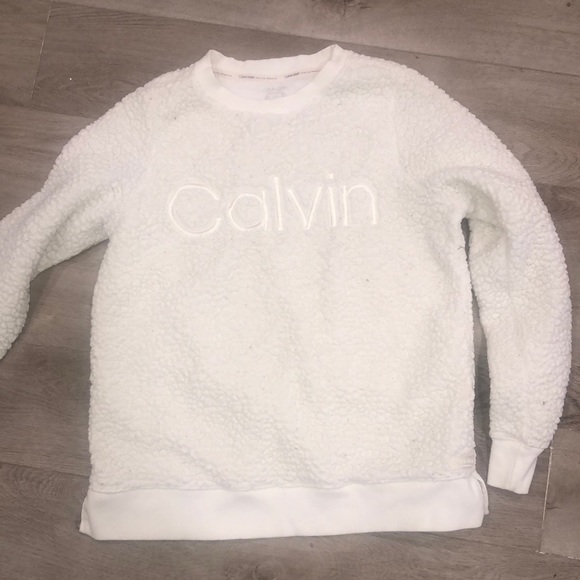Sherpa Calvin Klein sweater in white